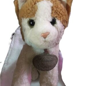 Adorable Brown and White Stuffed Cat Toy